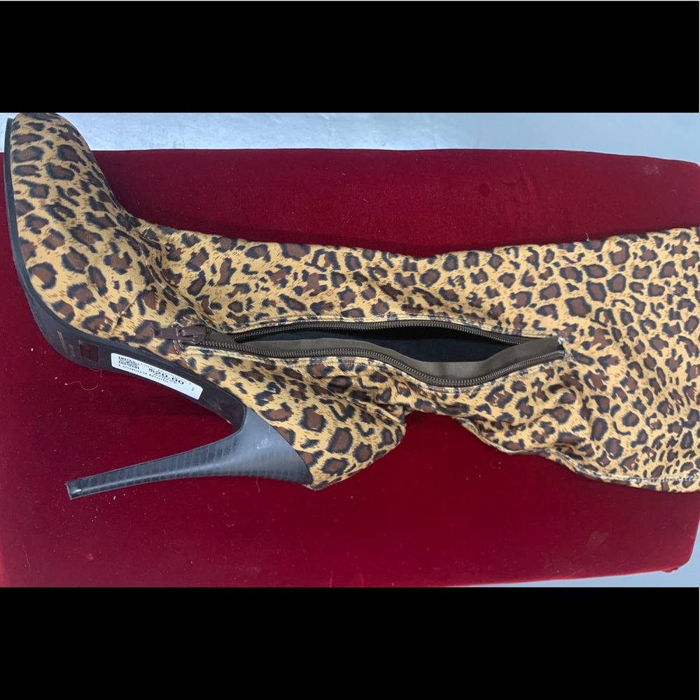 Leapord Thigh High Heel Boots